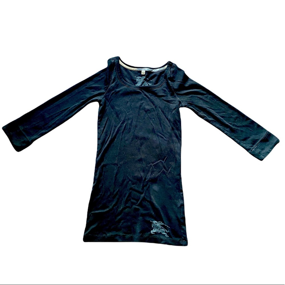 {Burberry} 3/4 Sleeve fitted T Shirt with Logo on Waist